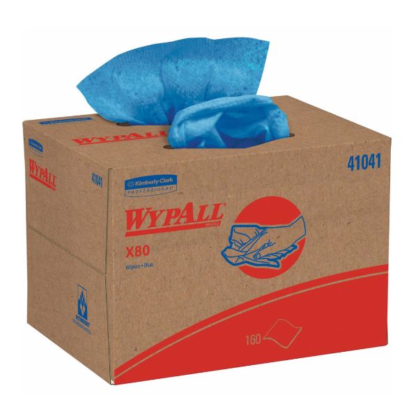 WypAll® X80 Heavy Duty Wipers, Kimberly-Clark (160/Box) - 17" x 11" - Blue