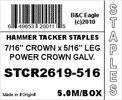 B&C STCR2619 Series 7/16'' Crown 20GA. Fine Wire Staples - 5/16"L (5000/box)