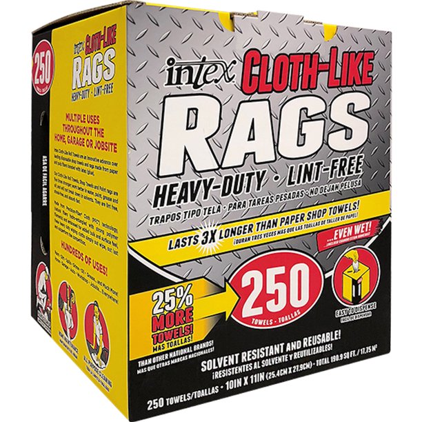 Intex® Cloth-Like Rags, Heavy Duty (250/Box) - 10" x 11"