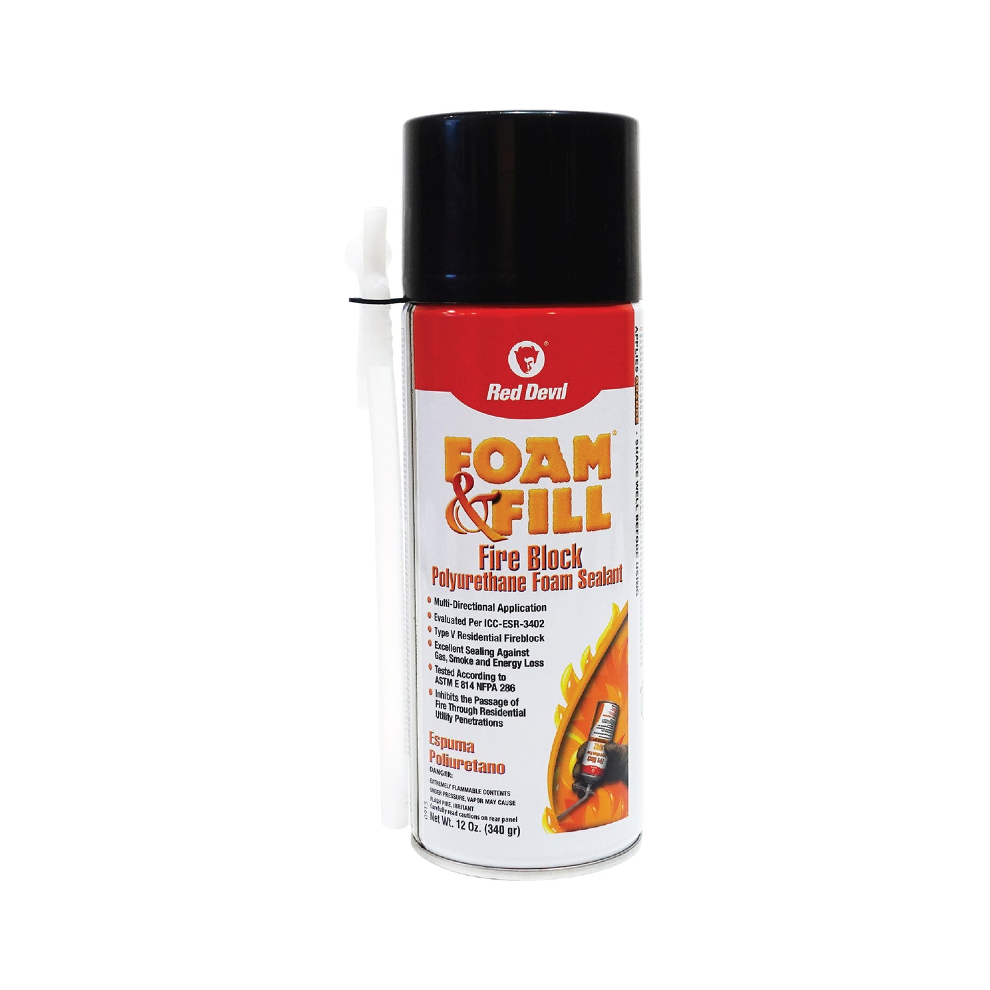 Foam & Fill® Fire Block Polyurethane Foam Sealant 12 Oz. (340 g) Aerosol Can Orange